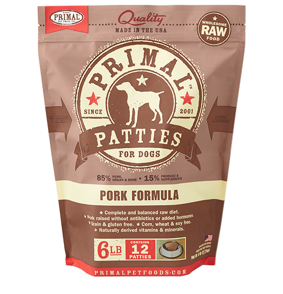 PRIMAL DOG PATTIES PORK FROZEN 6LB