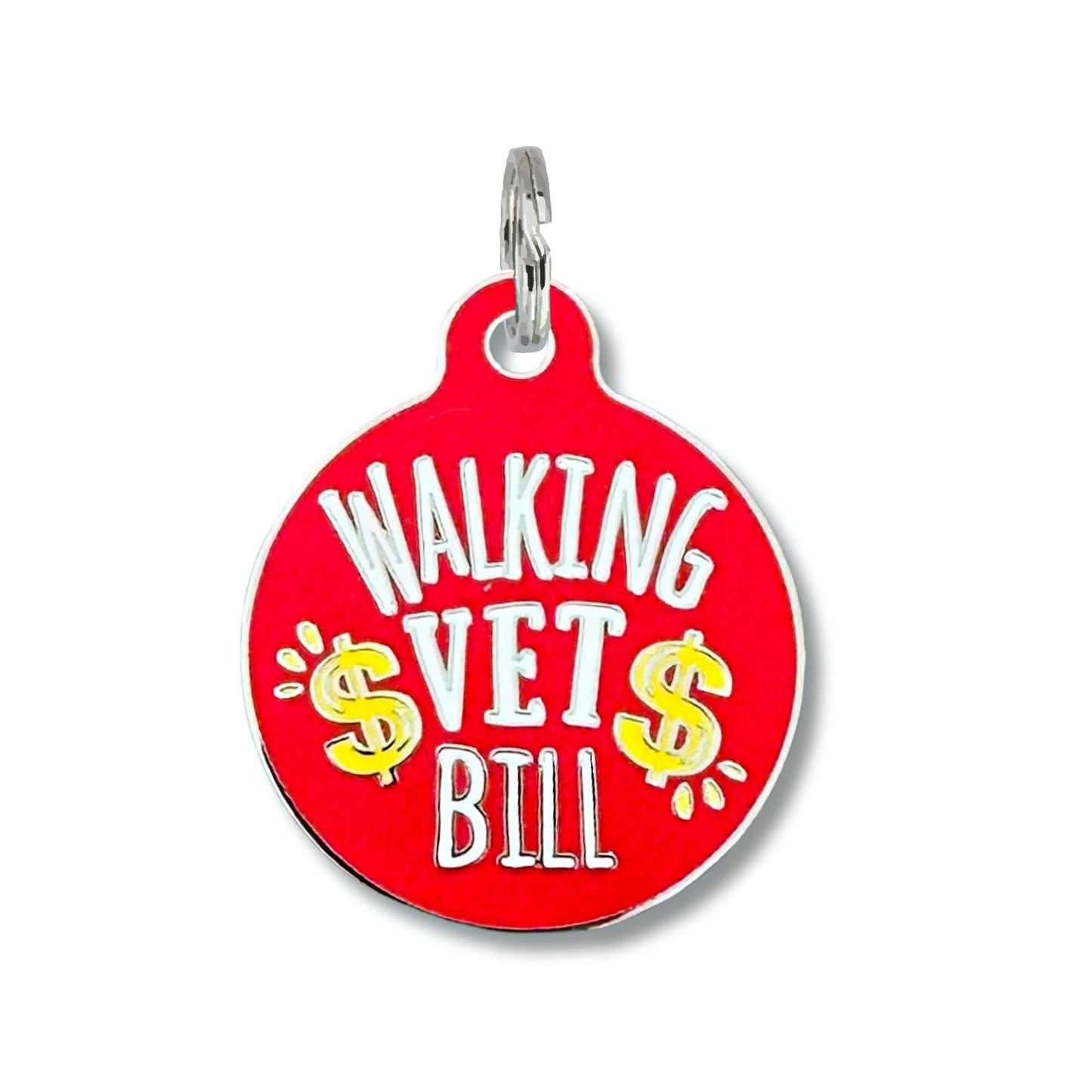Funny Dog ID Tag w/ Scannable QR Code - Walking Vet Bill: QR Code / Black / Large