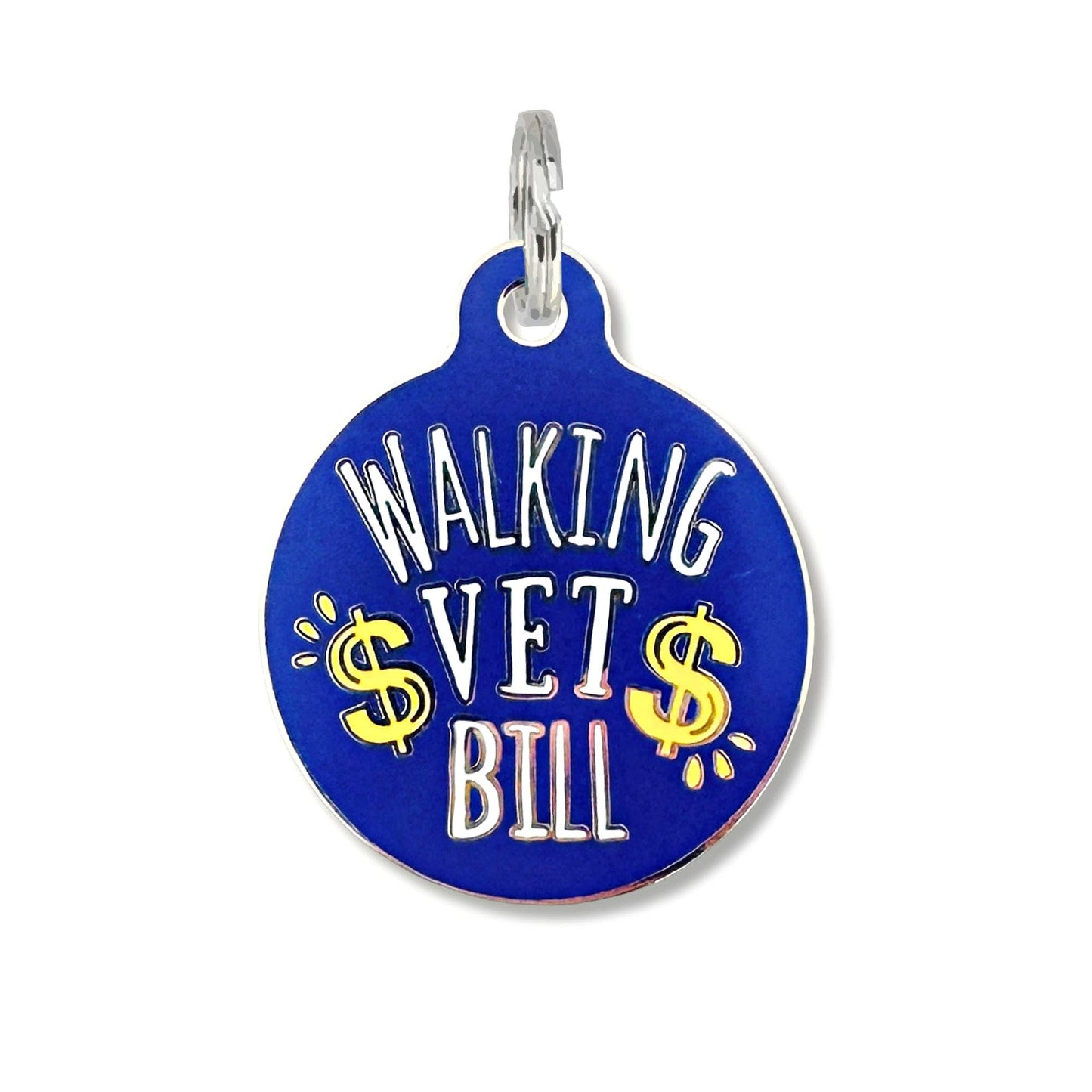 Funny Dog ID Tag w/ Scannable QR Code - Walking Vet Bill: QR Code / Black / Large