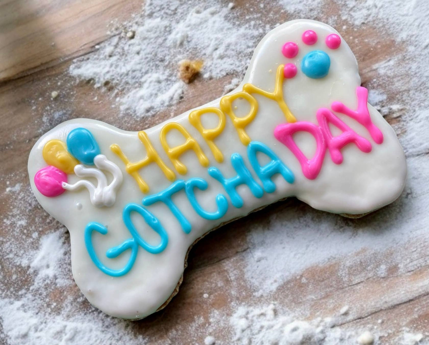 6 inch Gotcha Day PAWTY Bone Dog Treats: Happy barkday