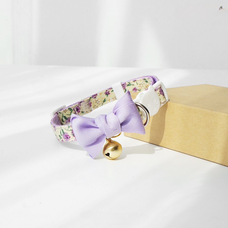 Mokka Adjustable Cat Collar - Floral Design | Comfort & Style for Your Cat: Sky Blue
