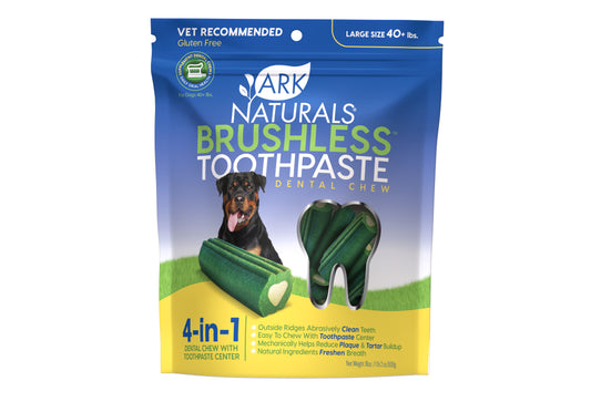 Ark Naturals Brushless Toothpaste Dental Chews for Large Dogs, 18-oz