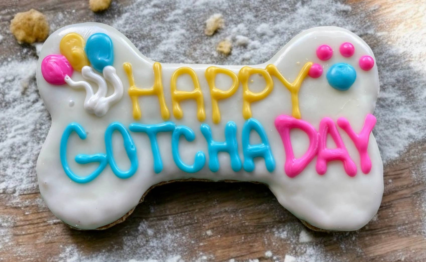 6 inch Gotcha Day PAWTY Bone Dog Treats: Happy barkday
