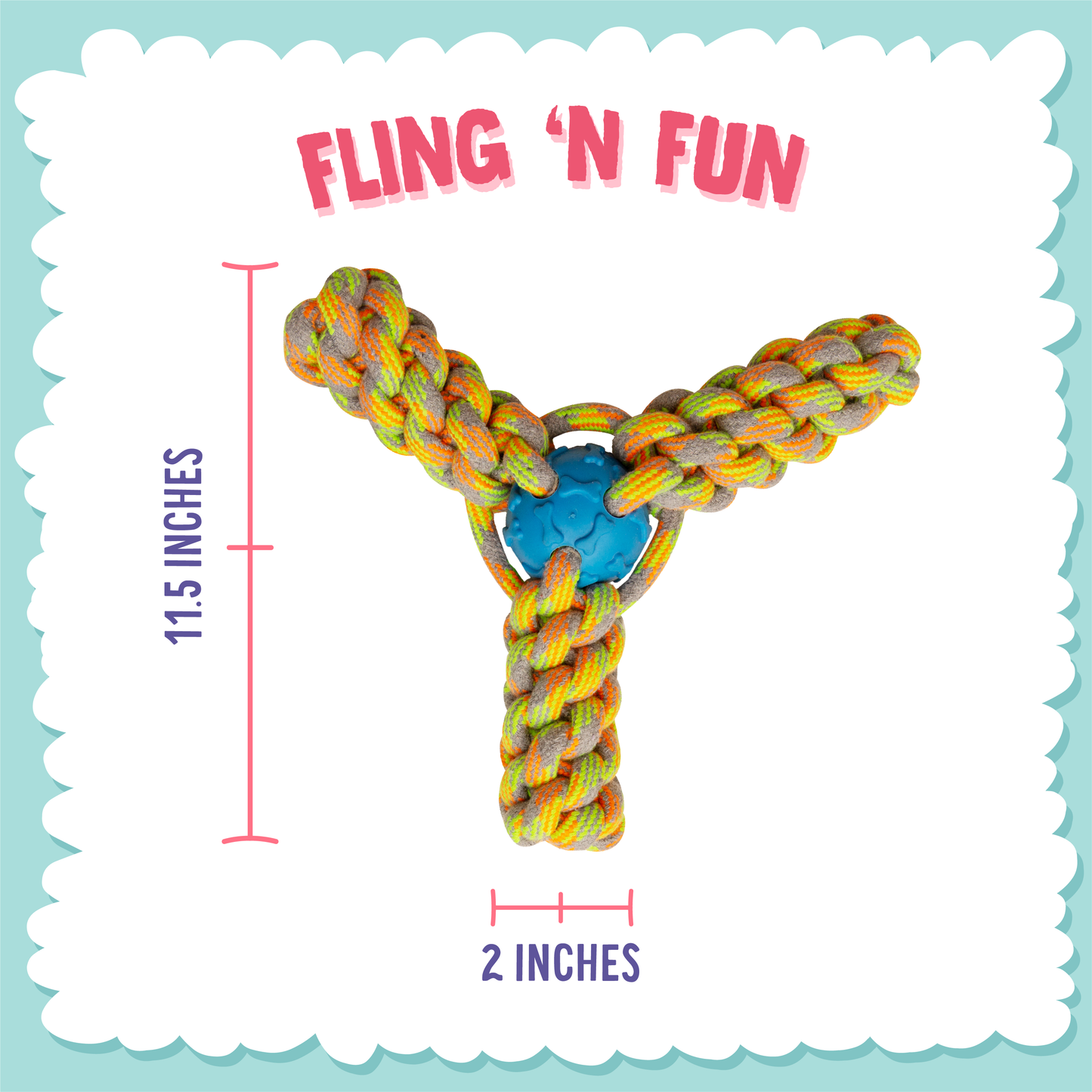SnugArooz Mini Fling N' Fun Rope Dog Toy Assorted Colors 4"