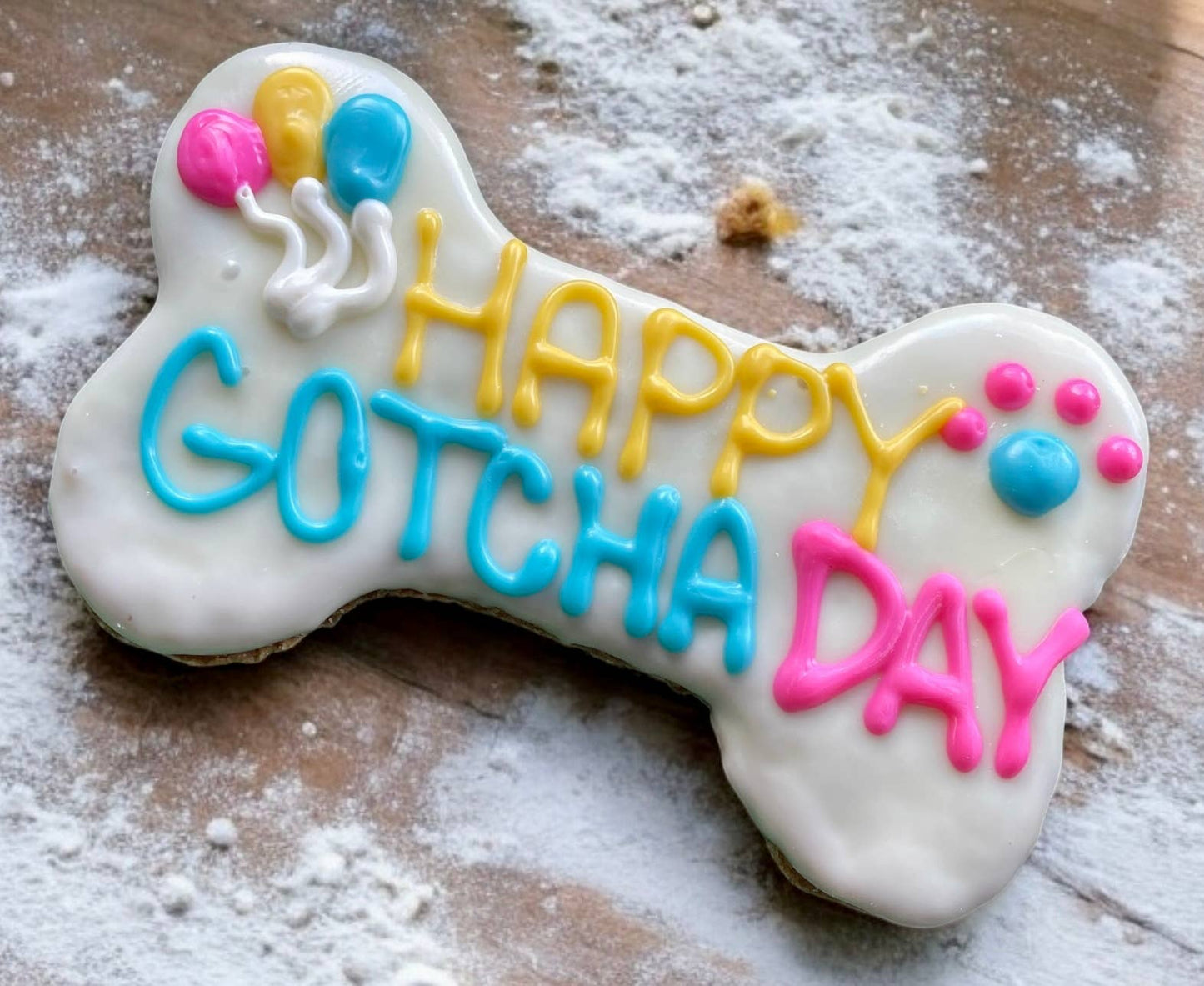 6 inch Gotcha Day PAWTY Bone Dog Treats: Happy barkday