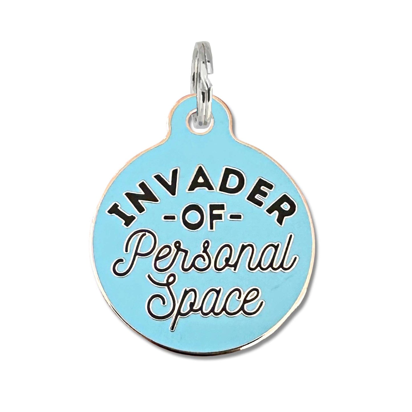 Personalized Dog ID Tag w/ QR Code - Invader Personal Space : Green / Engraved QR Code / Large 1.25"