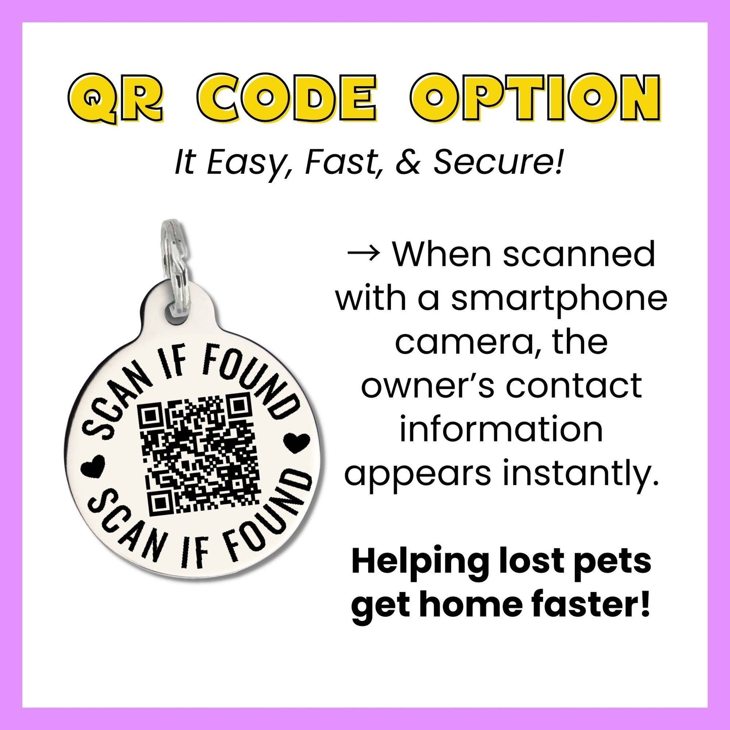 Dog ID Tag with Personalized QR Code - Hello I'm Anxious: Blue / Engraved QR Code / Small 1"