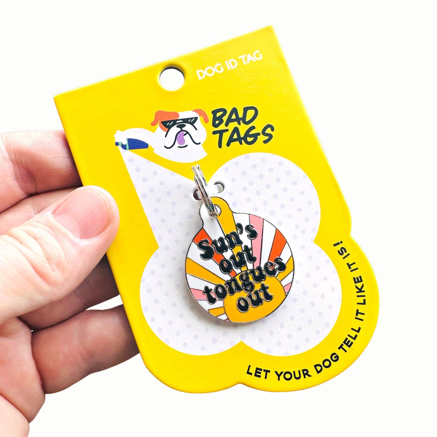 Dog ID Tag with Personalized QR Code - Suns Out Tongues Out: Engraved QR Code / Large 1.25"