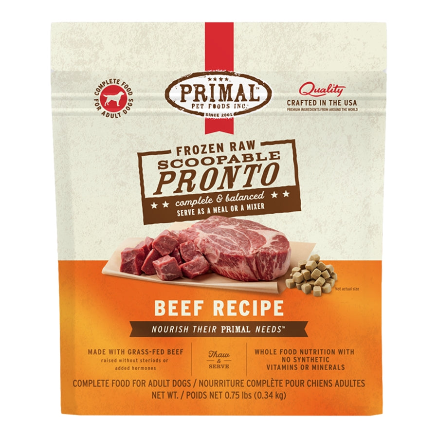 Primal Pronto Raw Frozen Beef Formula Dog Food (Size: 4-lb)