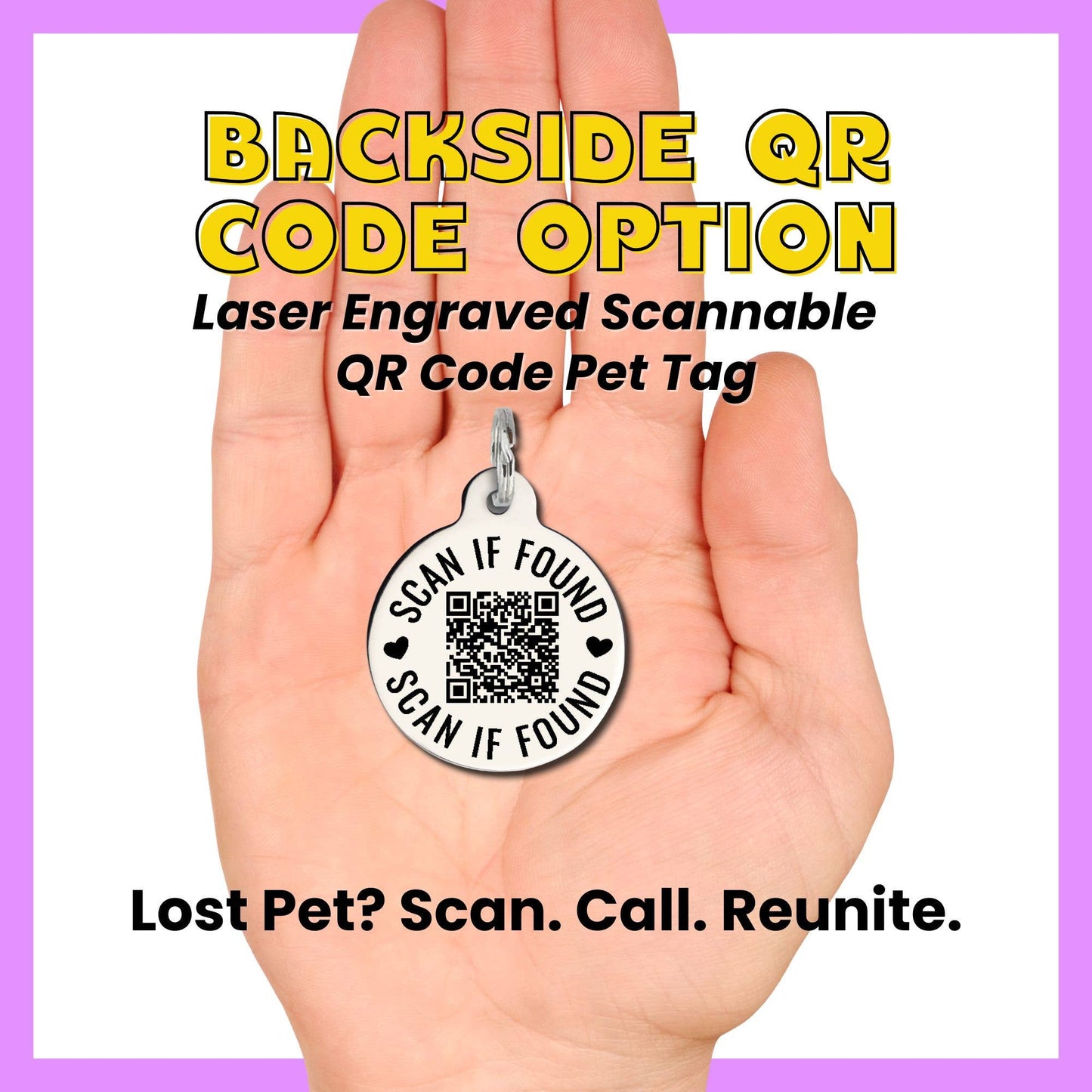 Funny Dog ID Tag w/ Scannable QR Code - Walking Vet Bill: QR Code / Black / Large