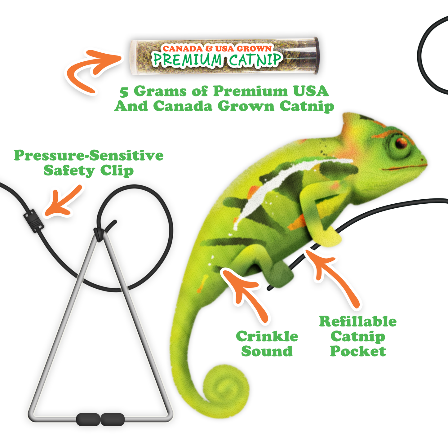 Jump 'n' Jamb - Chameleon - Refillable Catnip Swinging Toy