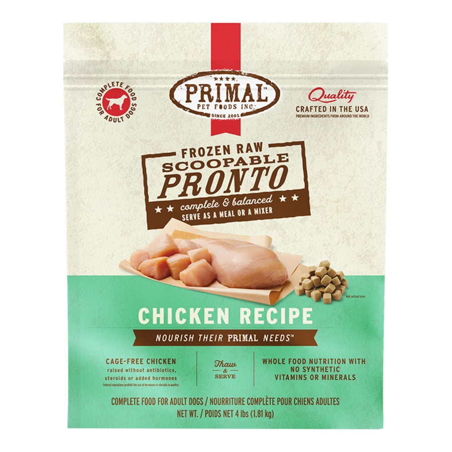 Primal Pronto Raw Frozen Chicken Formula Dog Food (Size: 4-lb)
