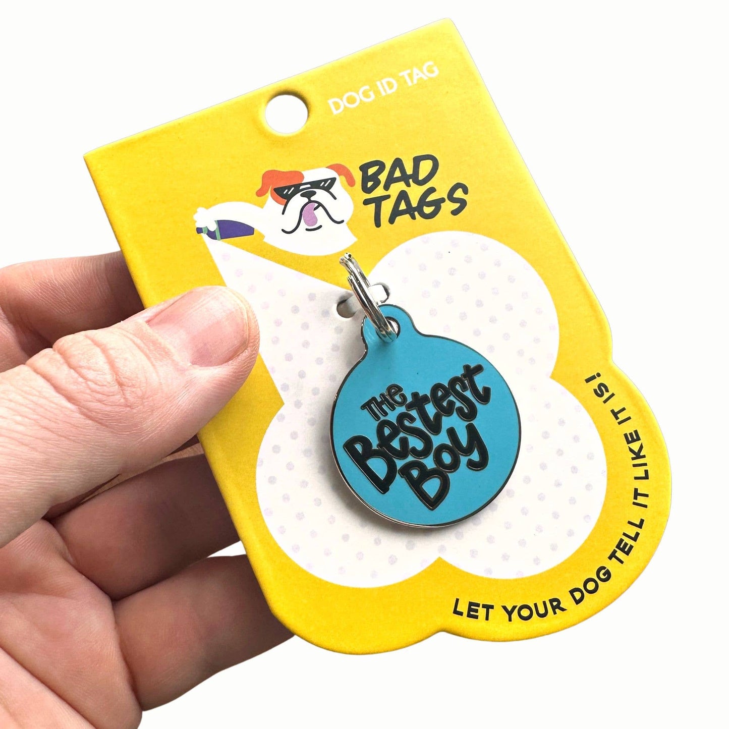 Personalized Dog ID Tag Scannable QR Code - The Bestest Boy: Engraved QR Code / Large 1.25"