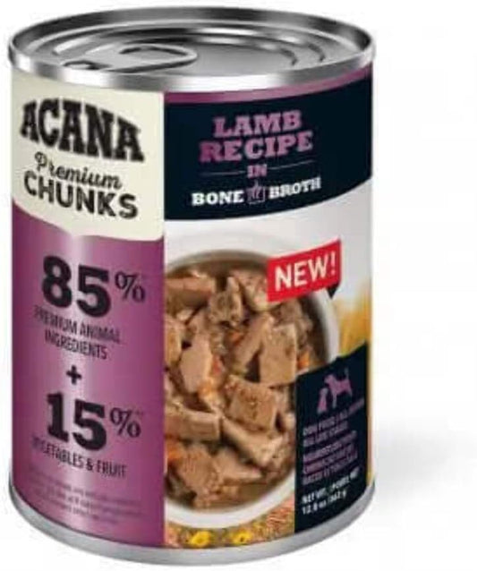 ACANA Premium Chunks Lamb Recipe in Bone Broth Wet Dog Food, 12.8-oz