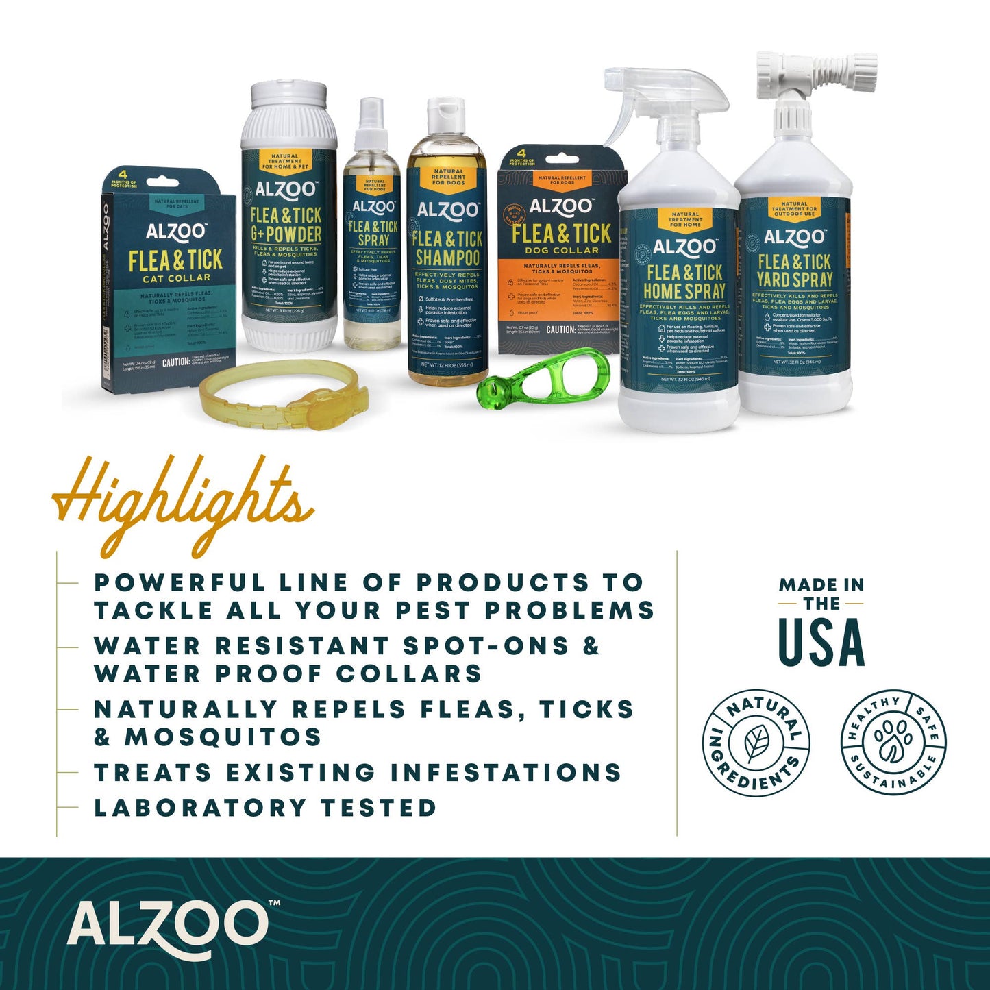 ALZOO Plant-Based Flea & Tick Collar for Dog, Medium