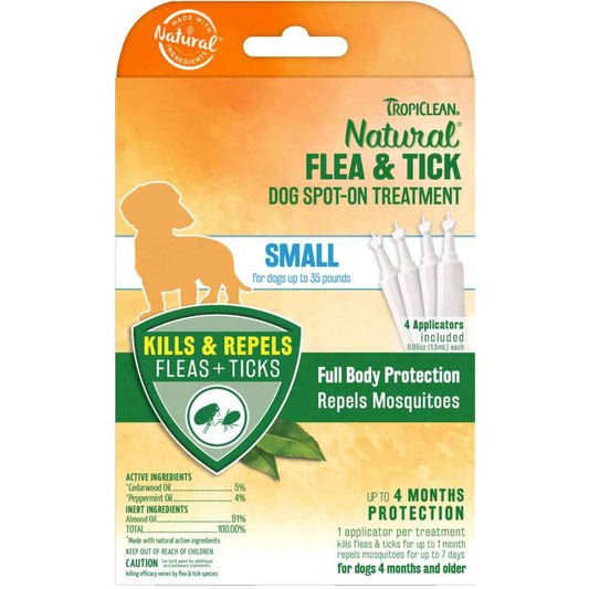 Tropiclean Dog Treatment Flea Tick Small Dog, 4-Pack