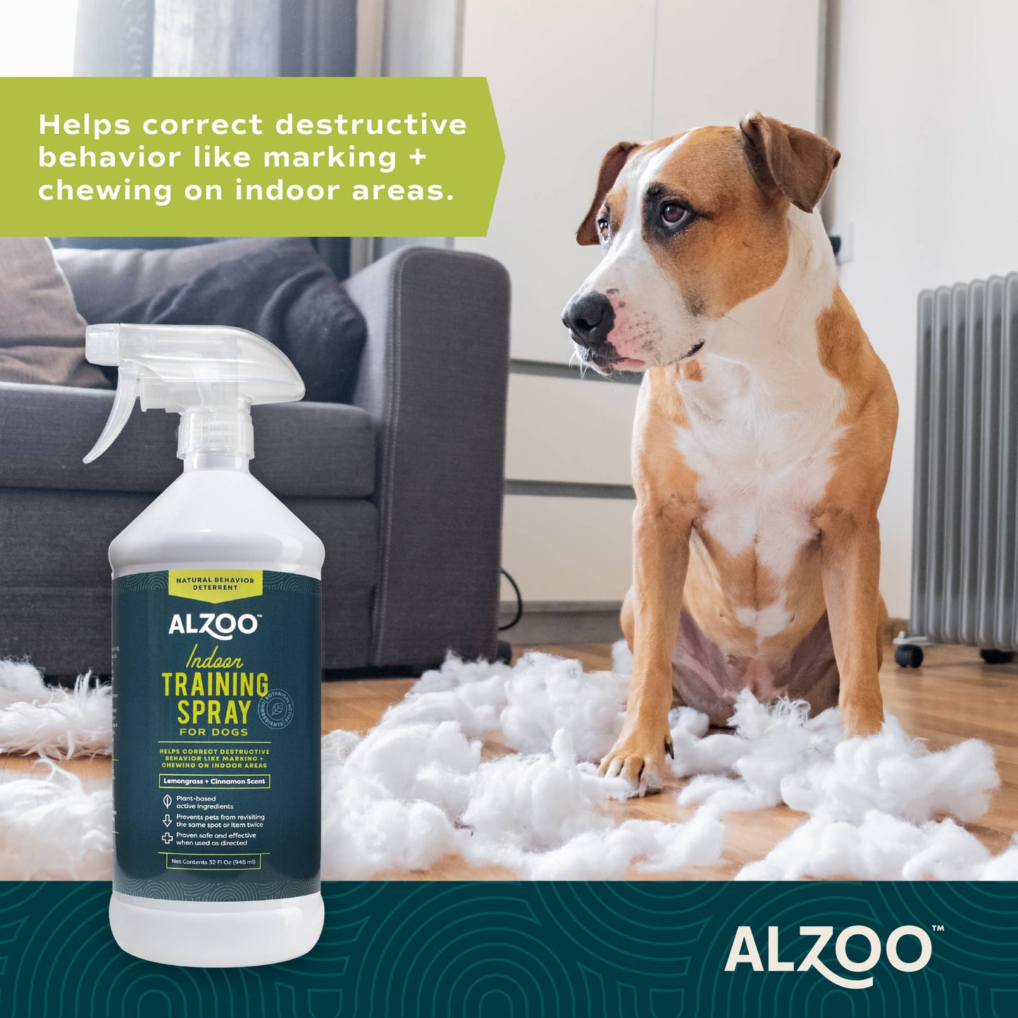 ALZOO Plant-Based Indoor Training Spray for Dogs, 32oz