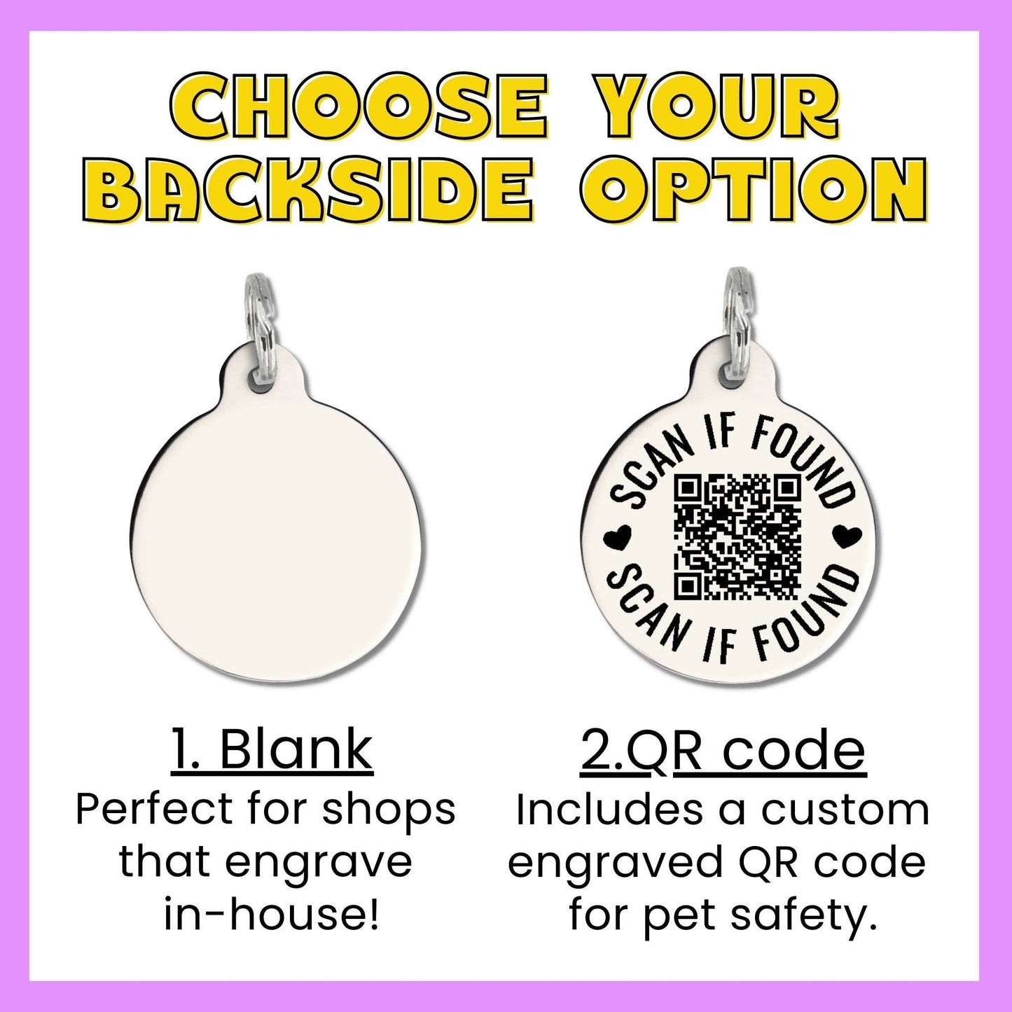 Dog ID Tag with Personalized QR Code - Deaf not Dumb: Engraved QR Code / Small 1"