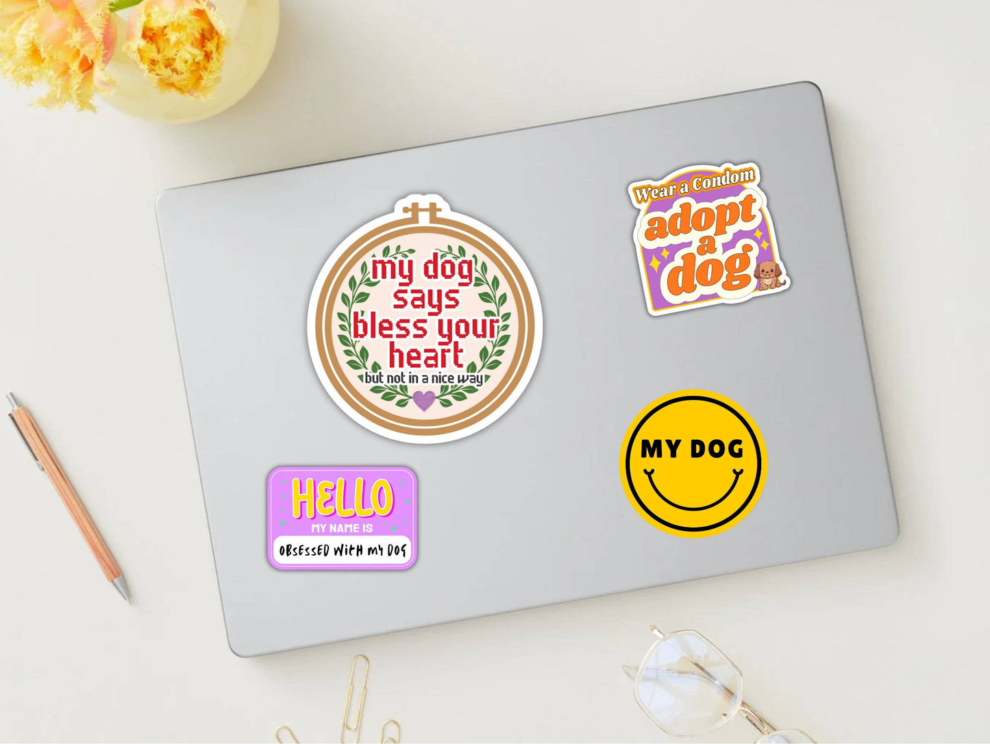 Cute Dog Sticker - Hello I'm Obsessed with my Dog ย ๐
