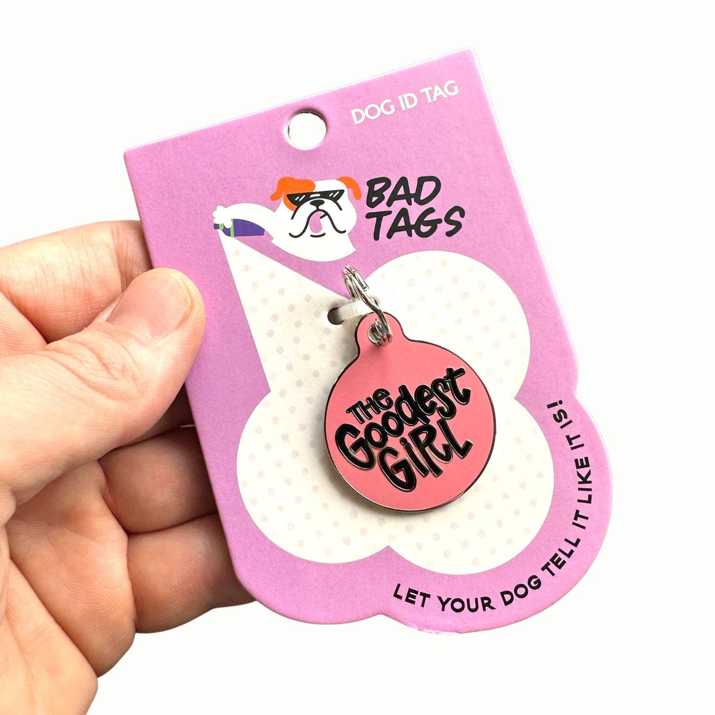 Personalized Dog Tag with Scannable QR Code - Goodest Girl : Engraved QR Code / Small 1"
