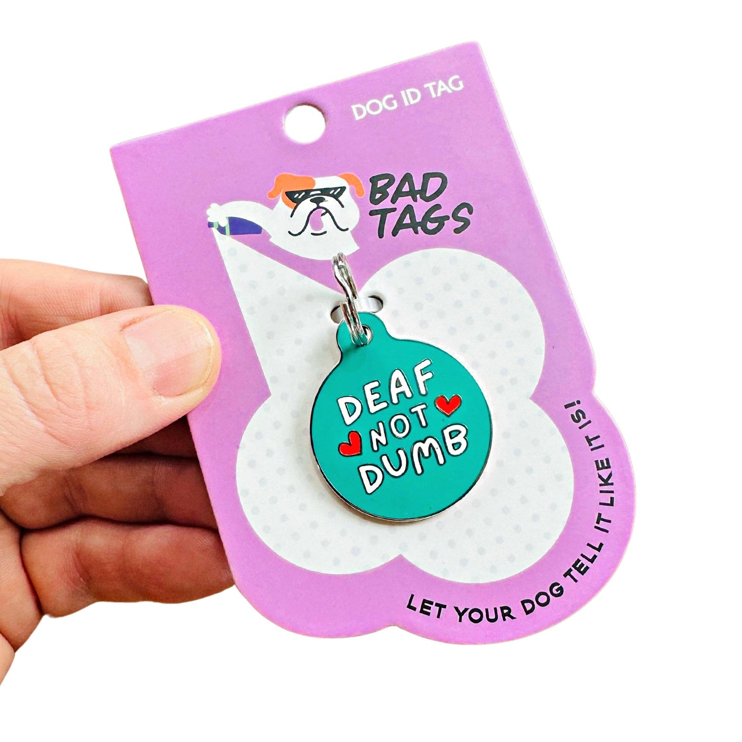 Dog ID Tag with Personalized QR Code - Deaf not Dumb: Engraved QR Code / Small 1"