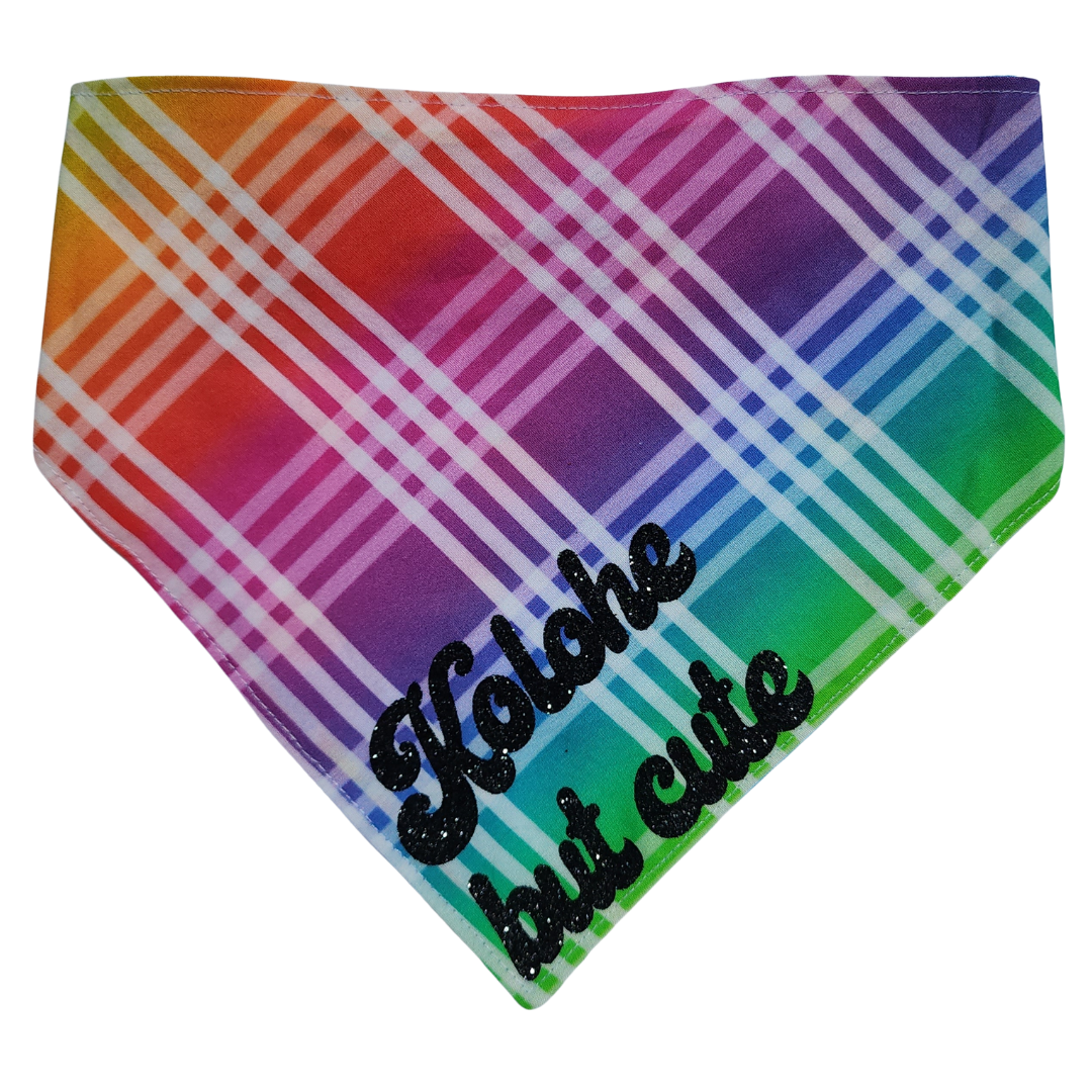 GigiWhy Pet Scrunch Bandana- Shave Ice/Kolohe Rainbow Palaka: X Small