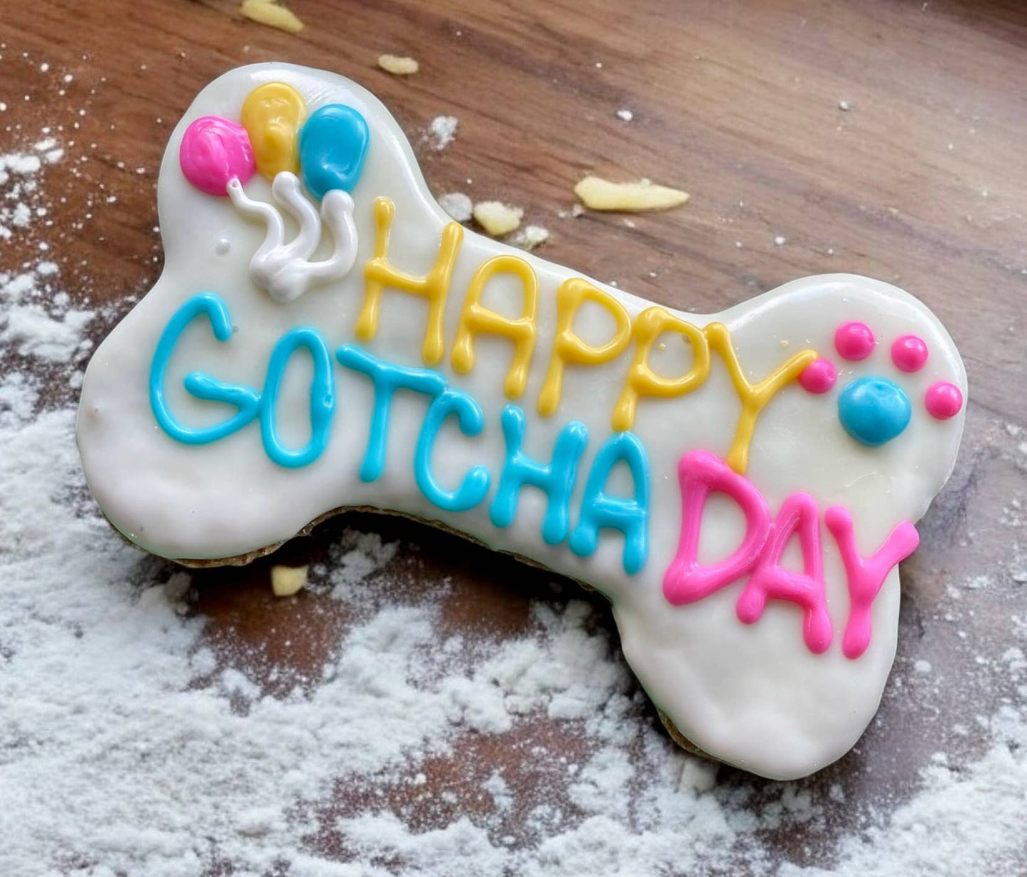 6 inch Gotcha Day PAWTY Bone Dog Treats: Happy barkday