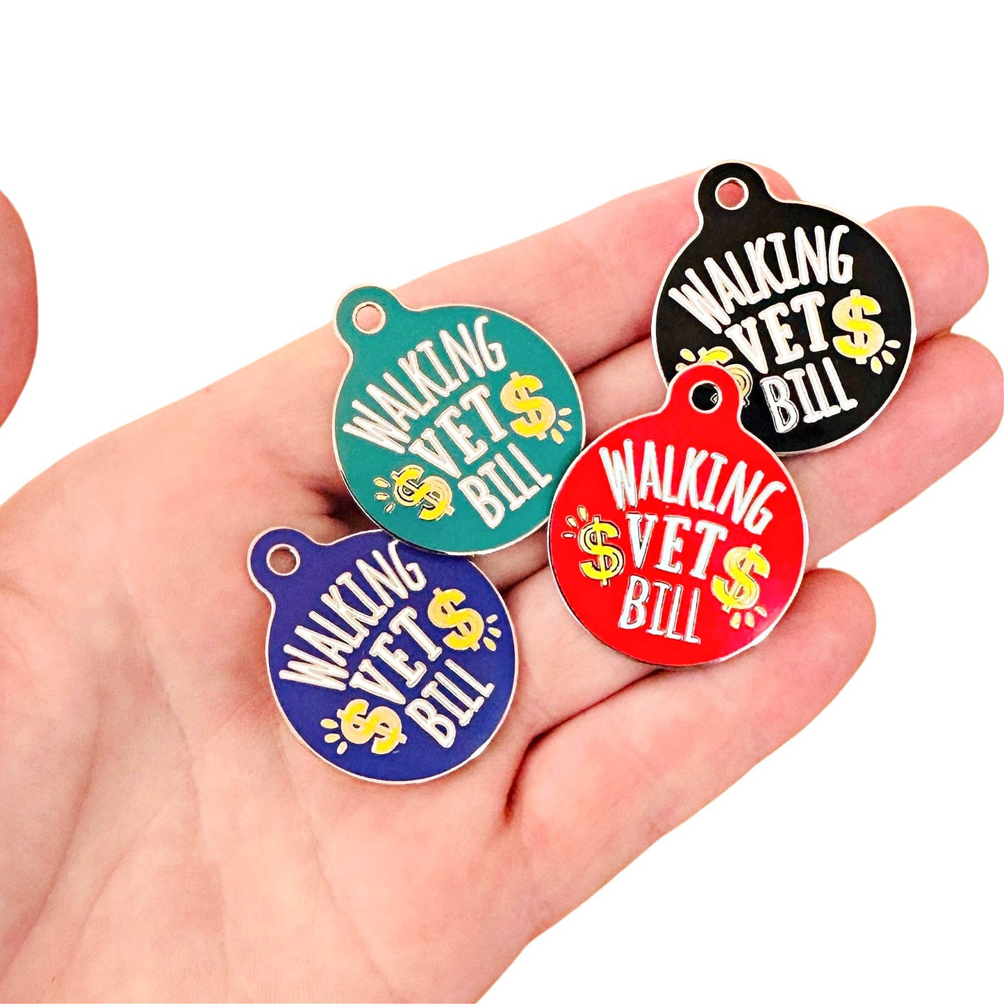 Funny Dog ID Tag w/ Scannable QR Code - Walking Vet Bill: QR Code / Black / Large