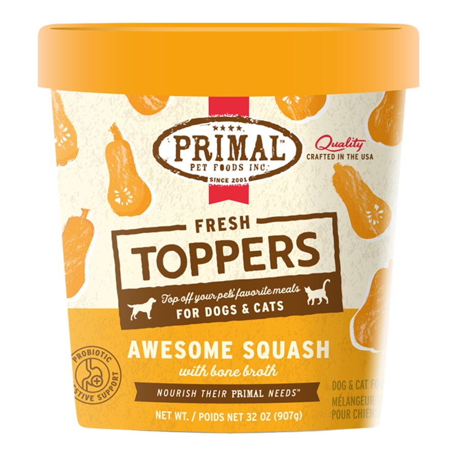 Primal Fresh Toppers Awesome Squash, Frozen Dog & Cat Food Topper, (Size: 16-oz)