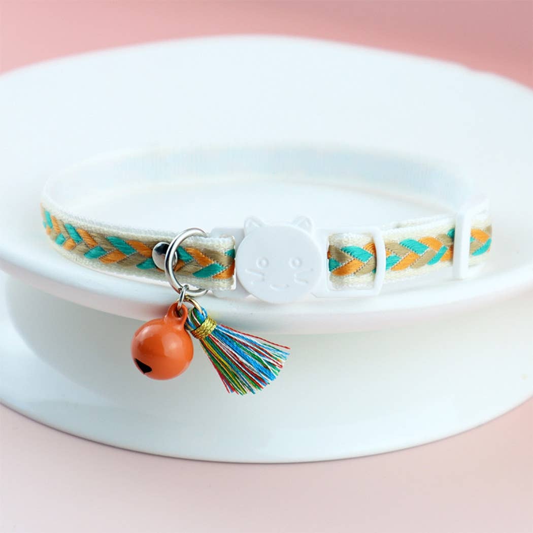 Mokka - Vintage Geometric Patterns Cat Collar: Purple / A