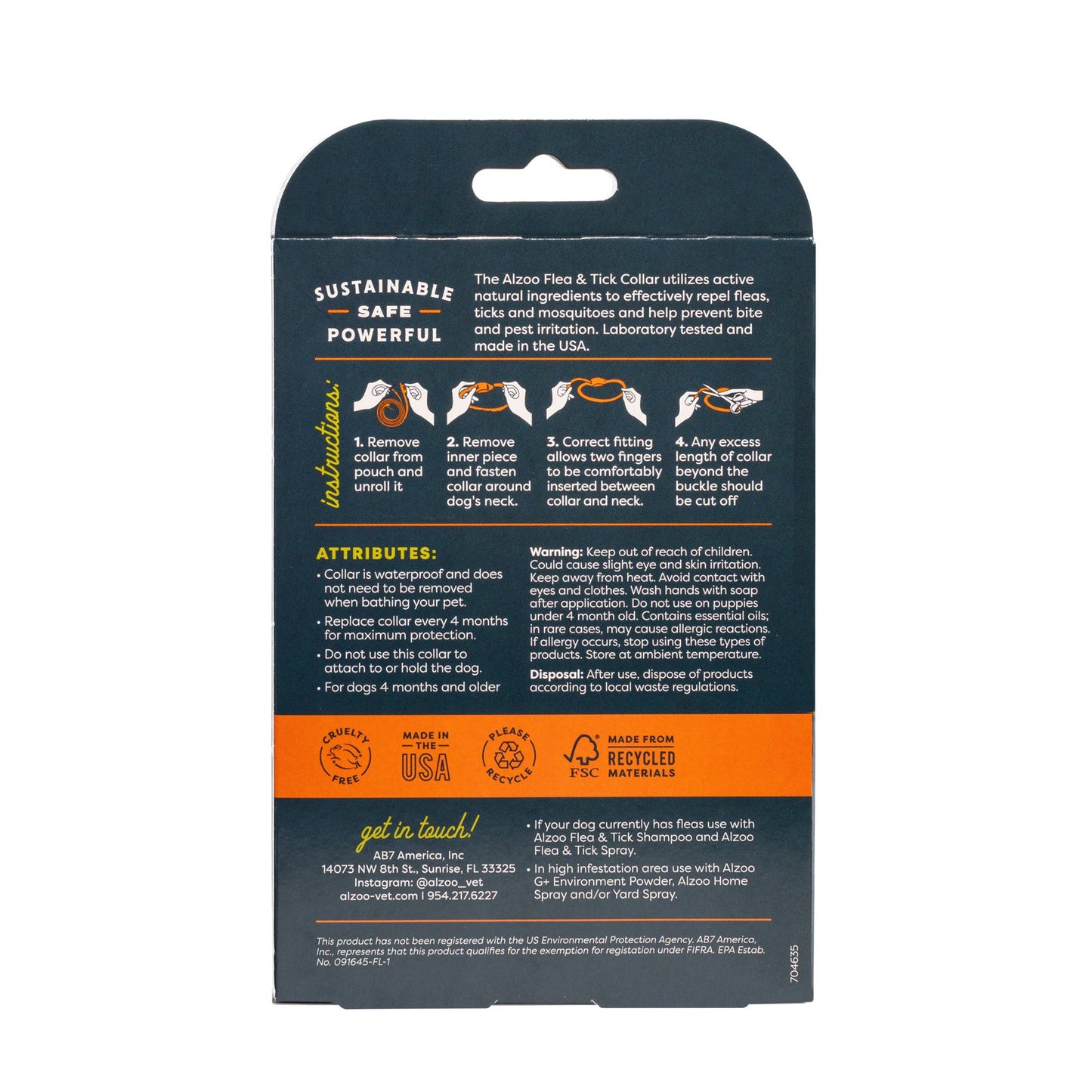ALZOO Plant-Based Flea & Tick Collar for Dog, Medium