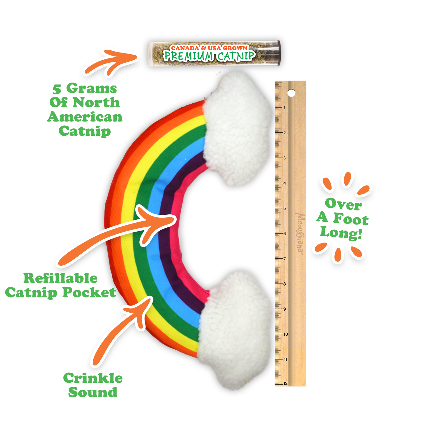 Get Kickin' Refillable Rainbow Kicker Catnip Cat Toy