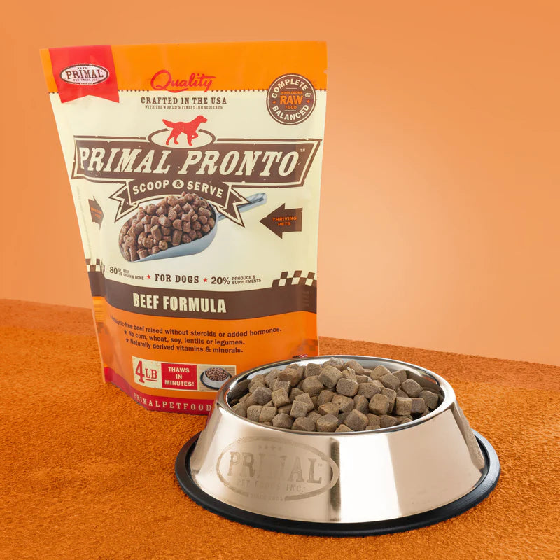 Primal Pronto Raw Frozen Beef Formula Dog Food (Size: 4-lb)