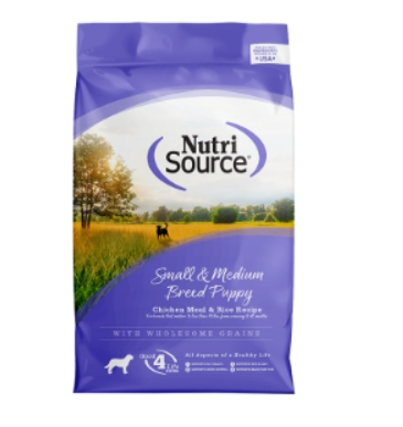 NUTRISOURCE DOG PUPPY SMALL & MEDIUM BREED CHICKEN & RICE 12LB