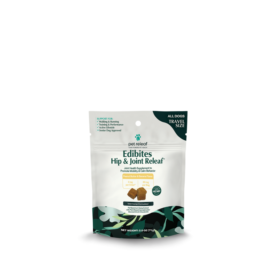 Pet Releaf Hip and Joint Releaf Peanut Butter Banana CBD Edibites for Small Dogs