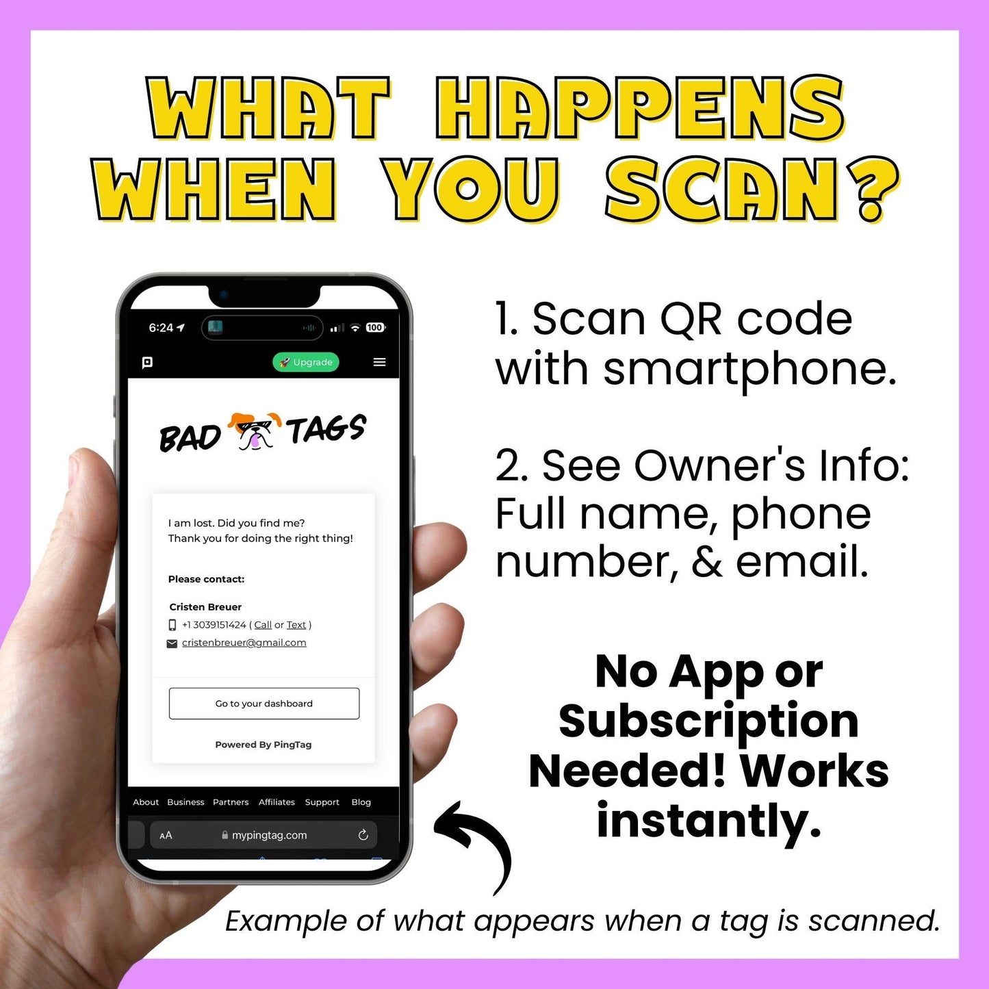 Dog ID Tag with Personalized QR Code - Deaf not Dumb: Engraved QR Code / Small 1"