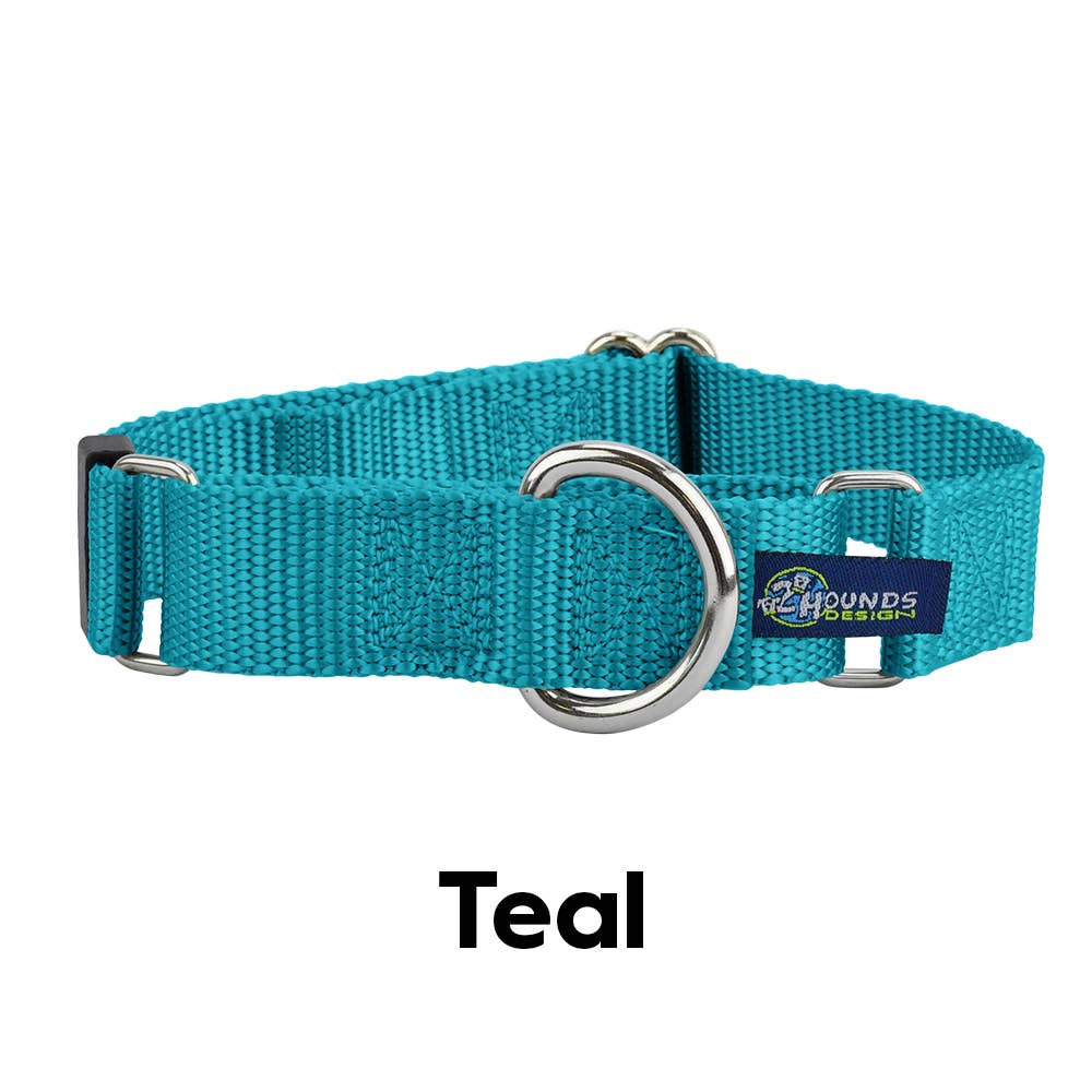5/8" and 1" Martingale Nylon Dog Collar: 1" Medium / Black