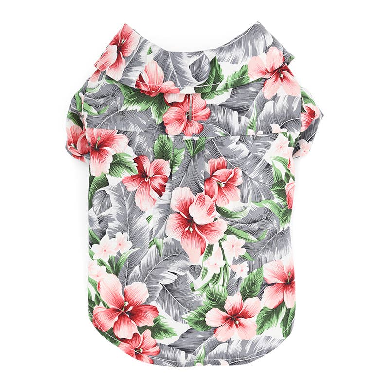 Tropical Floral Shirt: Gray / 2XL