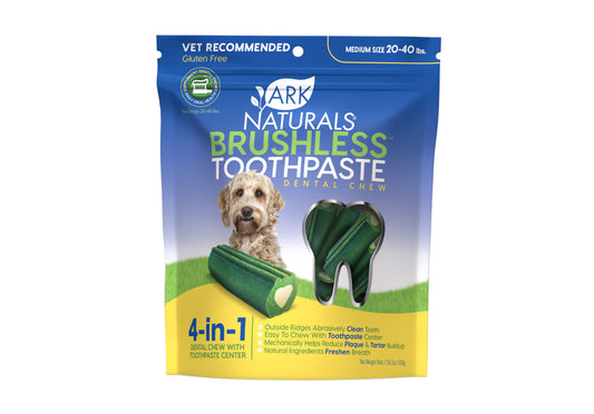 Ark Naturals Breath-Less Brushless Toothpaste Medium to Large Dog Chews, 18-oz