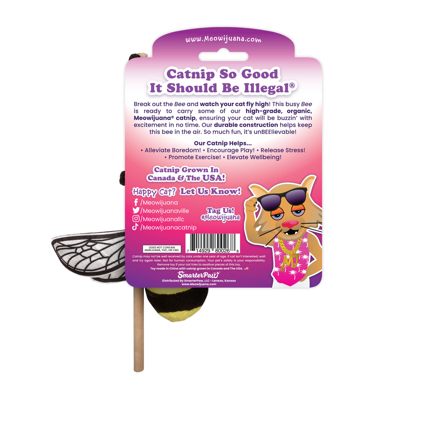 Get Buzzed Refillable Bee Catnip Cat Toy