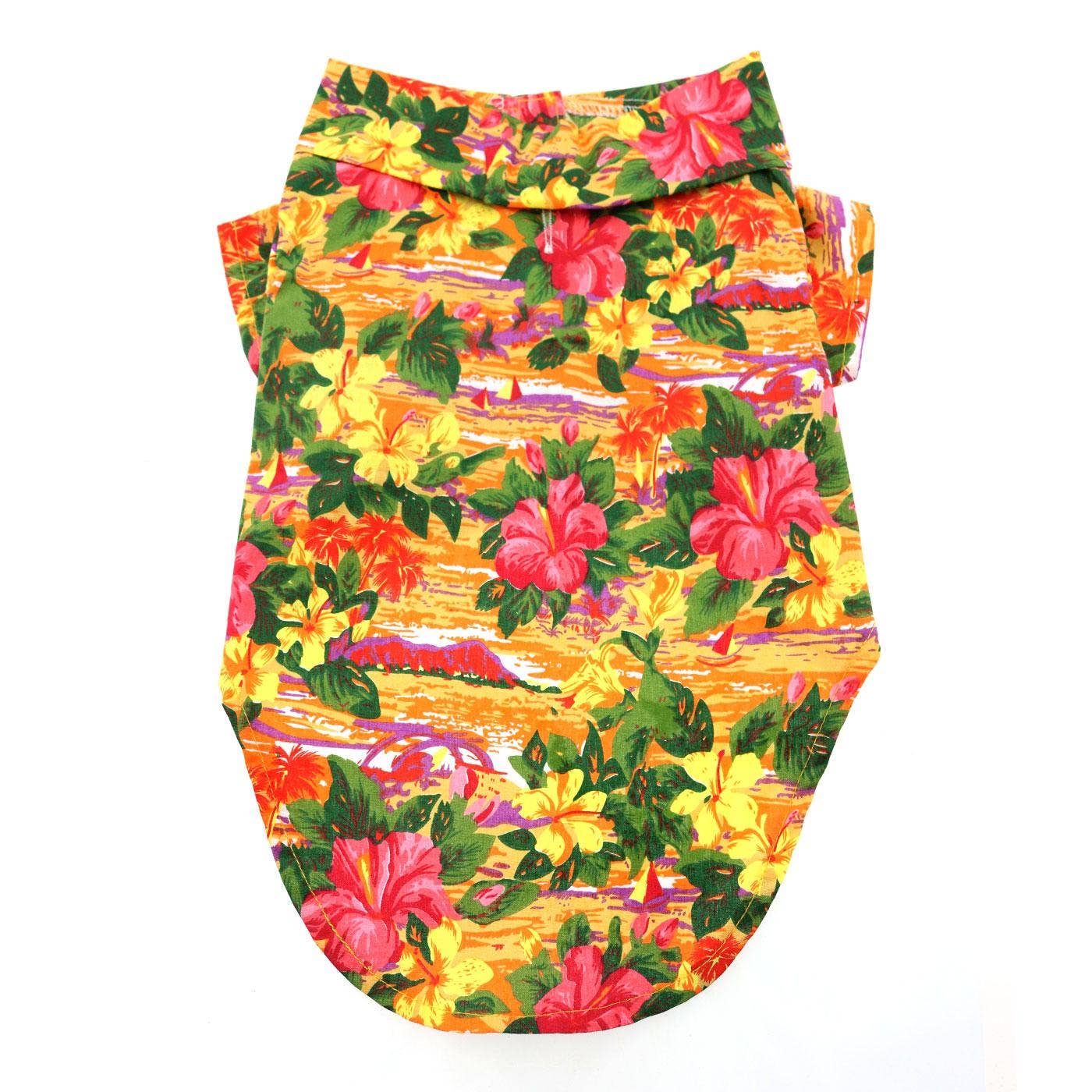 Hawaiian Camp Shirt - Sunset Hibiscus: 2X-Large