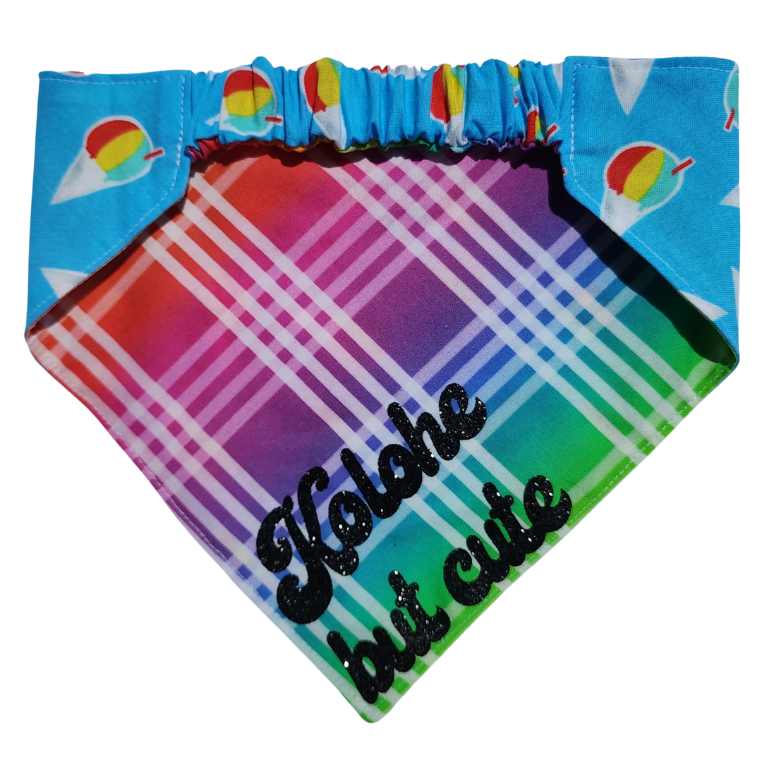 GigiWhy Pet Scrunch Bandana- Shave Ice/Kolohe Rainbow Palaka: X Small