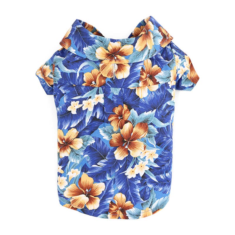 Tropical Floral Shirt: Blue / XL