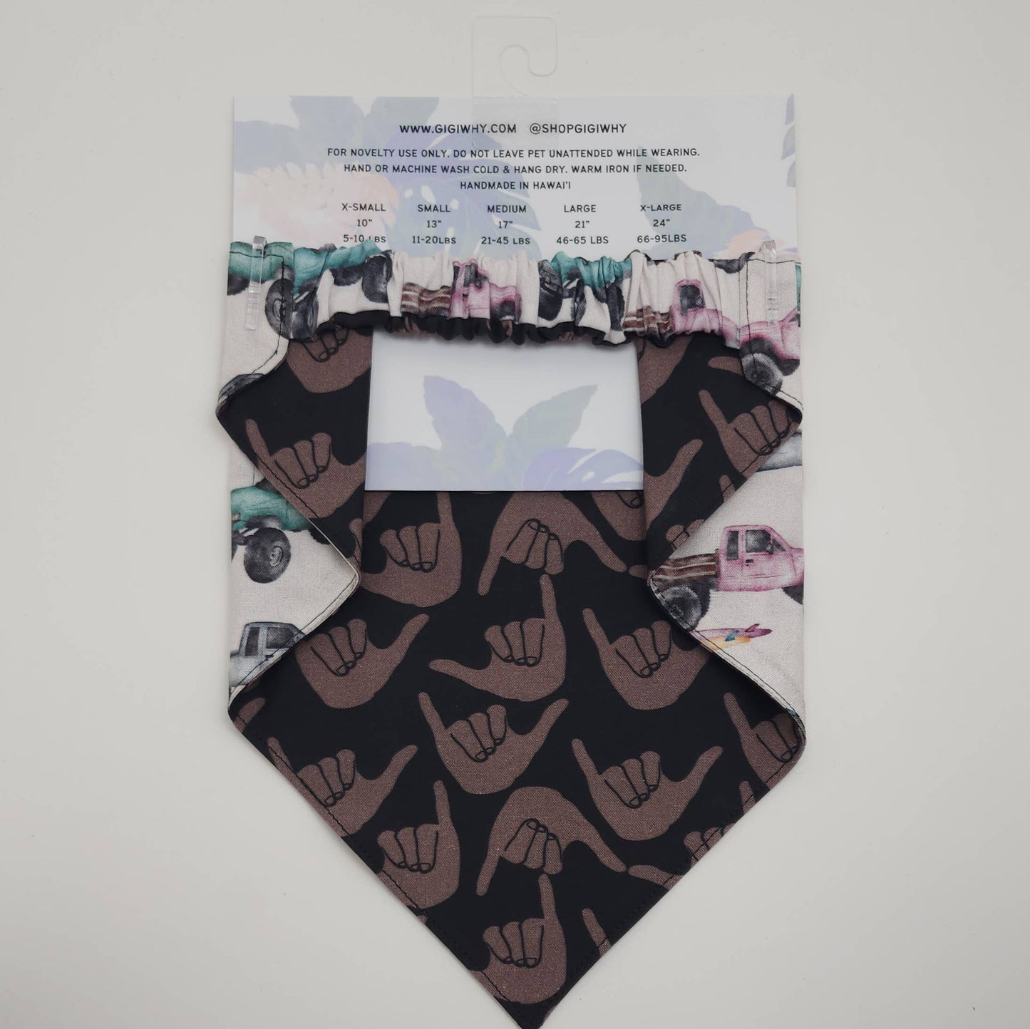 GigiWhy Reversible Pet Scrunch Bandana- Coconuts & Hibiscus: X Small