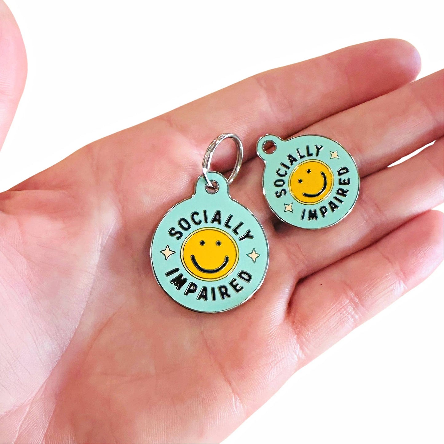 Personalized Dog Tag Scannable QR Code - Socially Impaired: Engraved QR Code / Small 1"