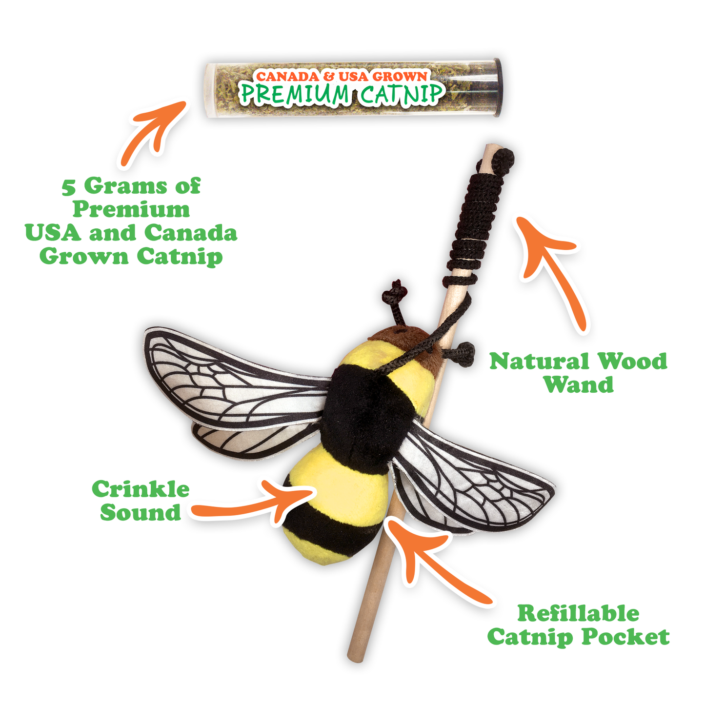 Get Buzzed Refillable Bee Catnip Cat Toy