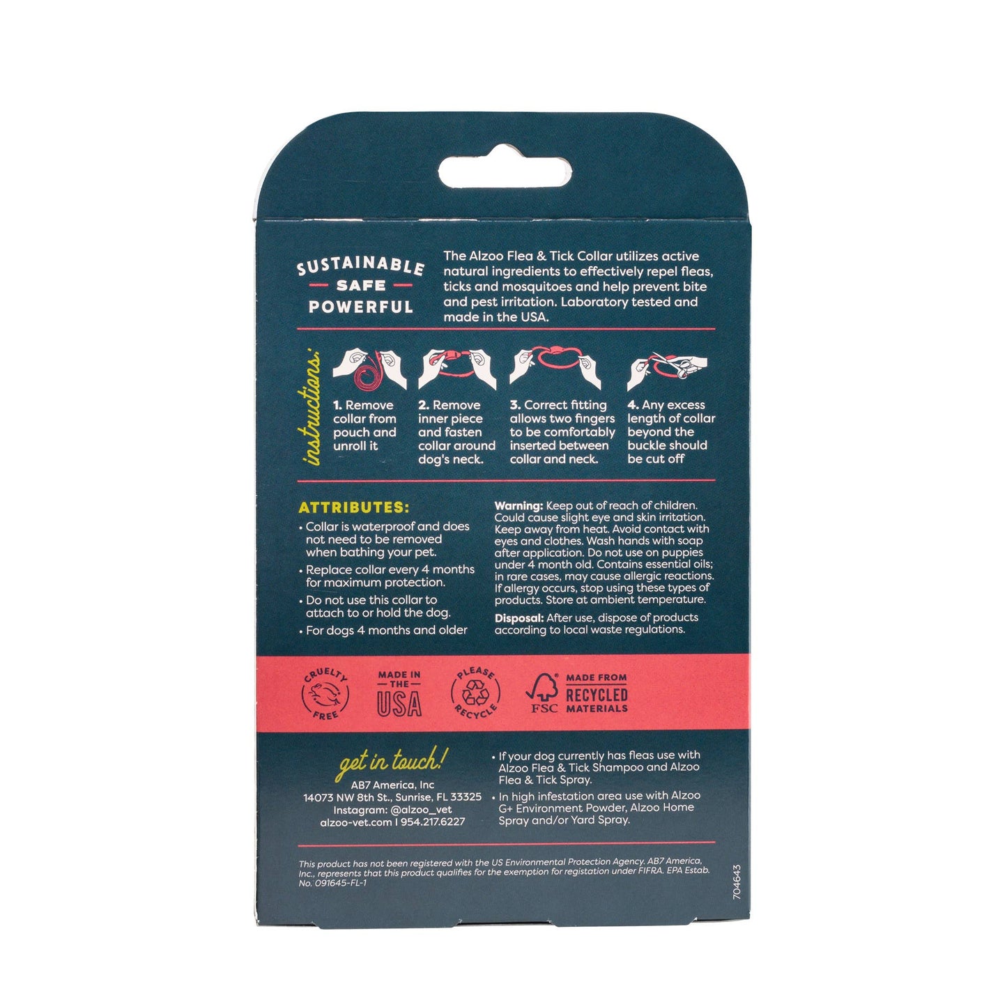ALZOO Plant-Based Flea & Tick Collar for Dog, Large