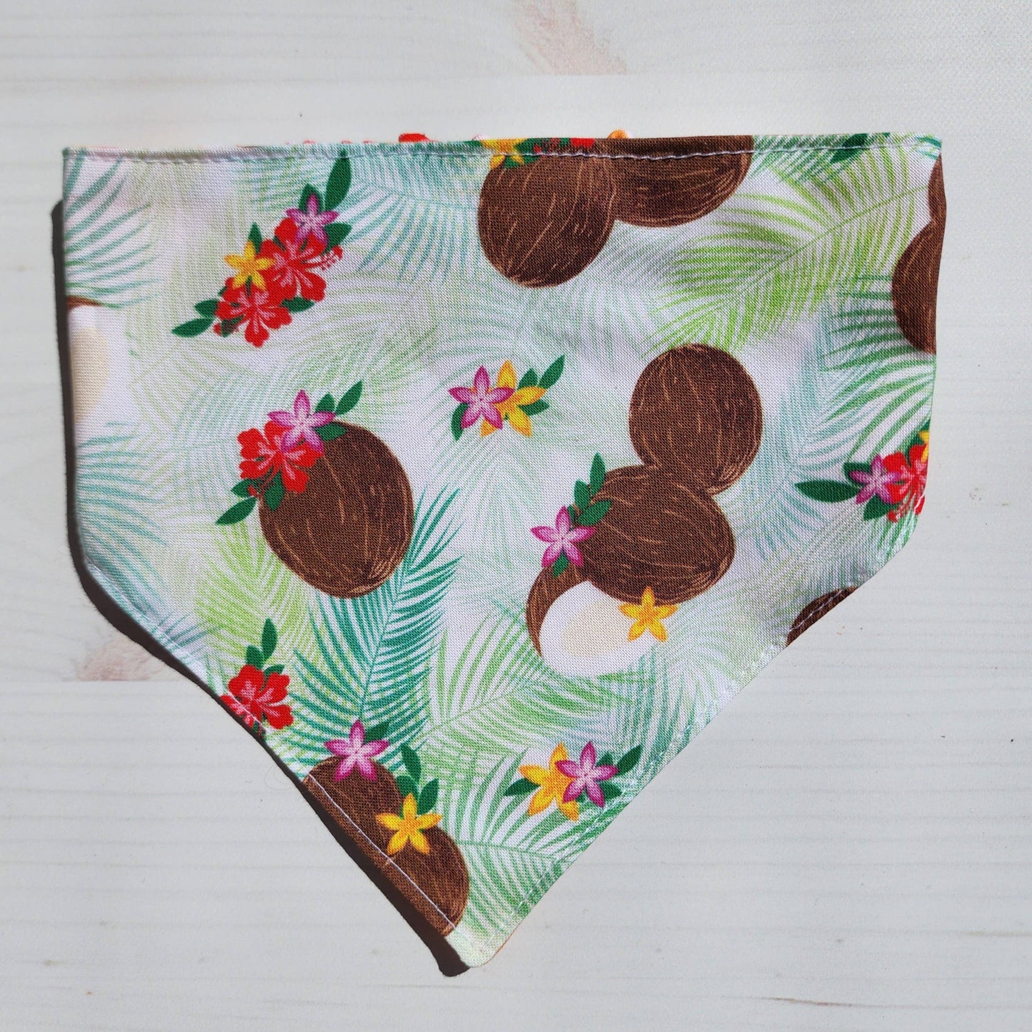 GigiWhy Reversible Pet Scrunch Bandana- Coconuts & Hibiscus: X Small
