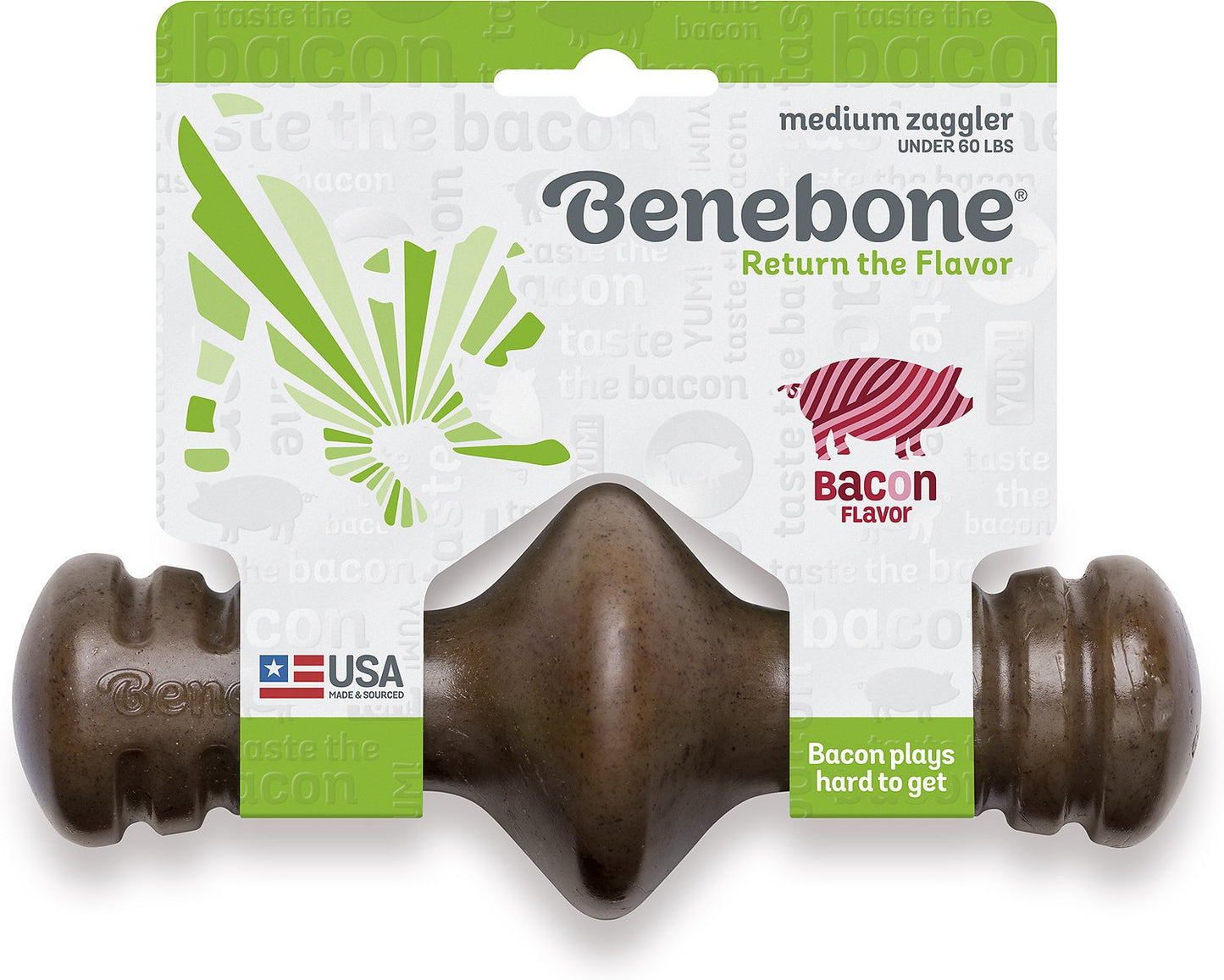 Benebone Zaggler Bacon Flavored Dog Toy, Medium (Size: Medium)