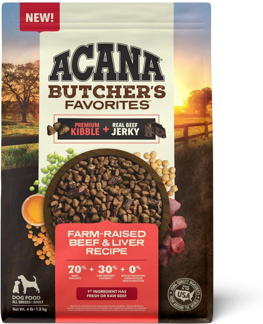 ACANA Butcher's Favorites Farm-Raised Beef & Liver Recipe Dry Dog Food, 4-lb